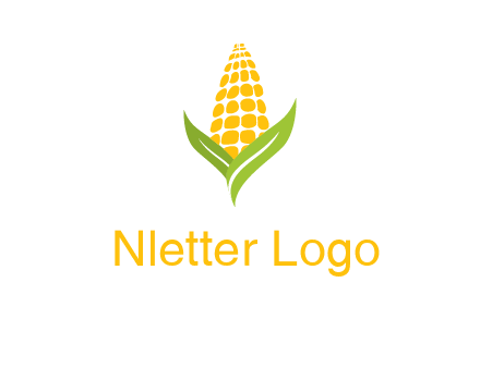 corn on the cob with leaves agriculture logo