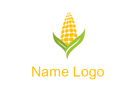 corn on the cob with leaves agriculture logo