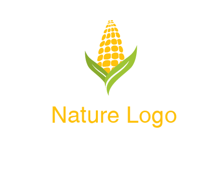 corn on the cob with leaves agriculture logo