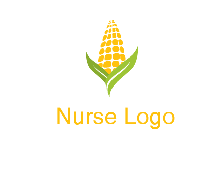 corn on the cob with leaves agriculture logo