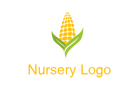 corn on the cob with leaves agriculture logo