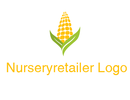 corn on the cob with leaves agriculture logo