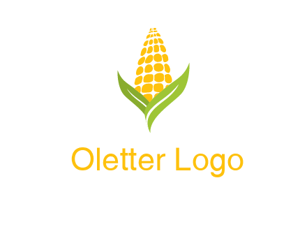 corn on the cob with leaves agriculture logo