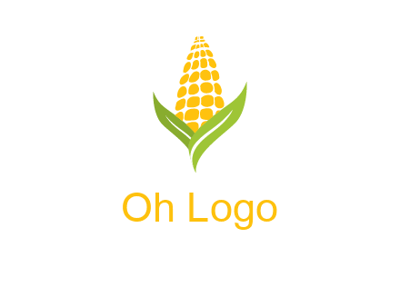 corn on the cob with leaves agriculture logo