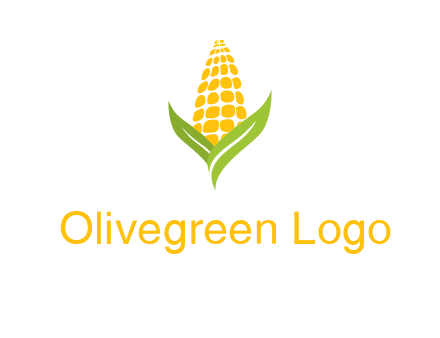 corn on the cob with leaves agriculture logo