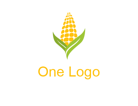 corn on the cob with leaves agriculture logo