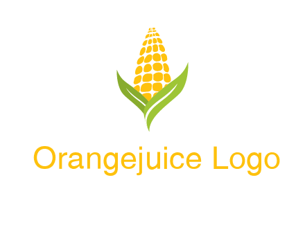 corn on the cob with leaves agriculture logo