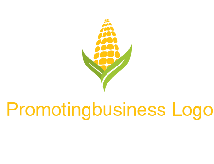 corn on the cob with leaves agriculture logo
