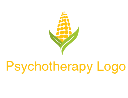 corn on the cob with leaves agriculture logo
