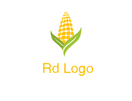 corn on the cob with leaves agriculture logo