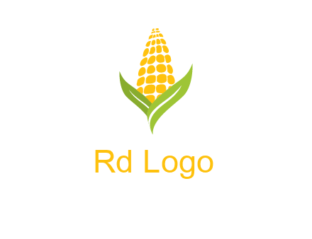 corn on the cob with leaves agriculture logo