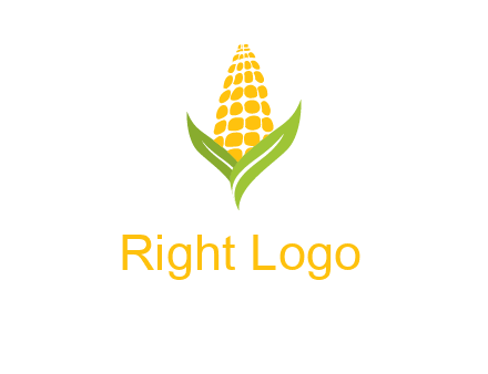 corn on the cob with leaves agriculture logo