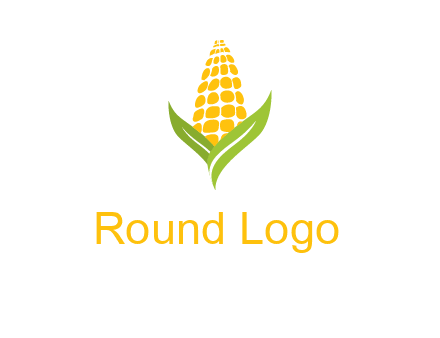 corn on the cob with leaves agriculture logo