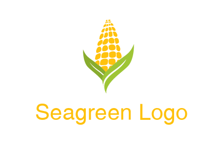 corn on the cob with leaves agriculture logo
