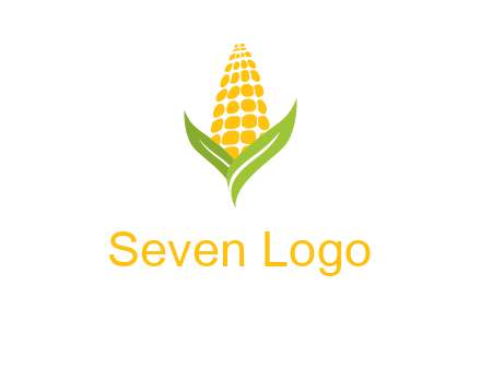 corn on the cob with leaves agriculture logo