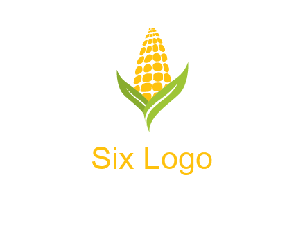 corn on the cob with leaves agriculture logo