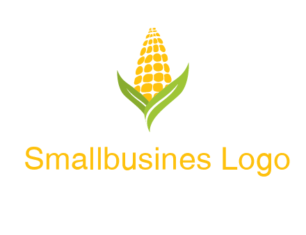 corn on the cob with leaves agriculture logo