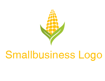 corn on the cob with leaves agriculture logo