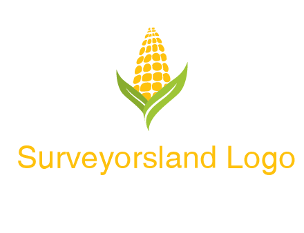 corn on the cob with leaves agriculture logo