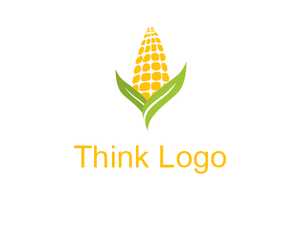 corn on the cob with leaves agriculture logo