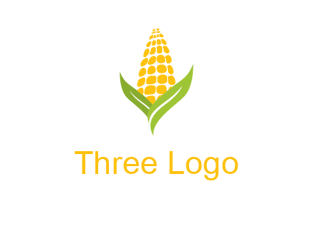 corn on the cob with leaves agriculture logo