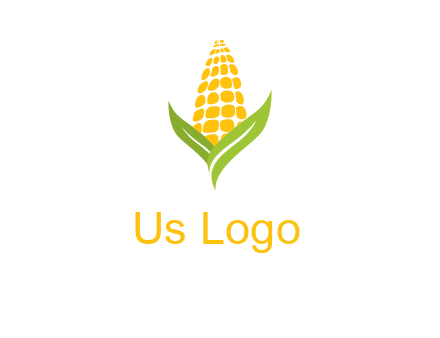 corn on the cob with leaves agriculture logo