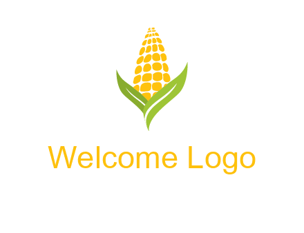 corn on the cob with leaves agriculture logo