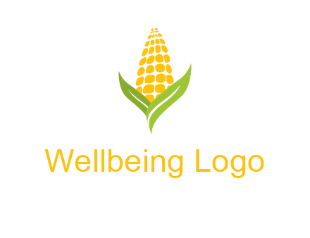 corn on the cob with leaves agriculture logo