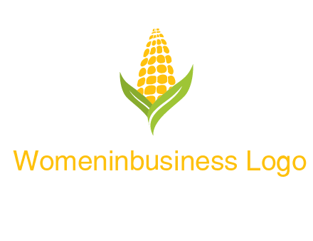 corn on the cob with leaves agriculture logo