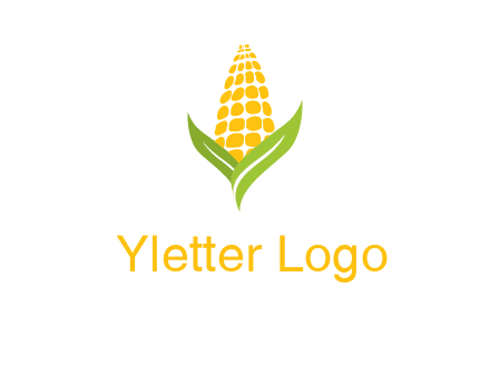 corn on the cob with leaves agriculture logo
