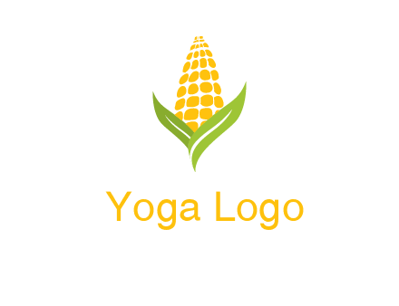 corn on the cob with leaves agriculture logo