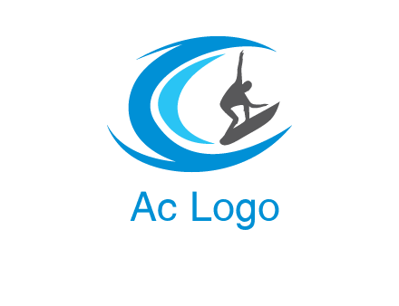 man surfing big waves logo