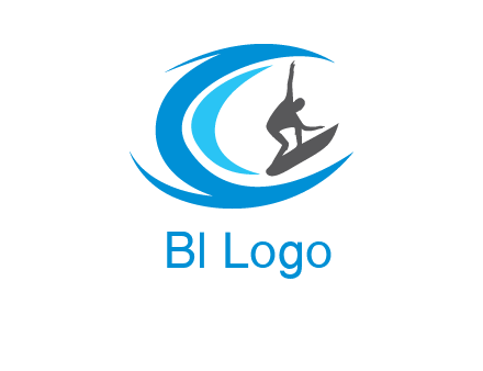 man surfing big waves logo