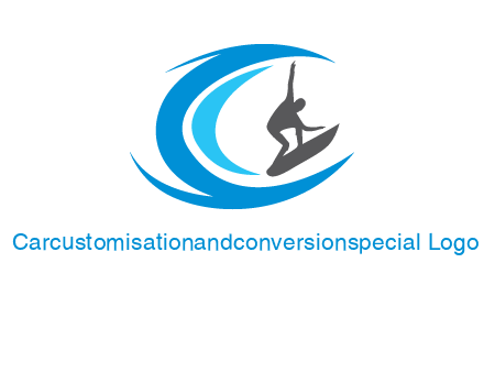 man surfing big waves logo