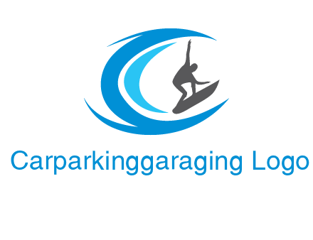 man surfing big waves logo