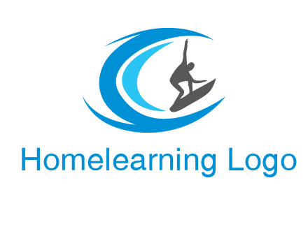 man surfing big waves logo