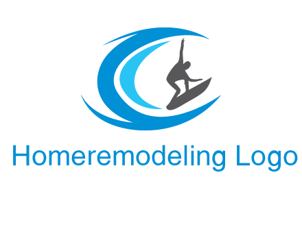 man surfing big waves logo