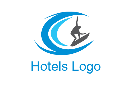 man surfing big waves logo