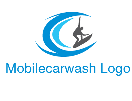 man surfing big waves logo