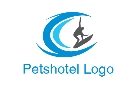 man surfing big waves logo
