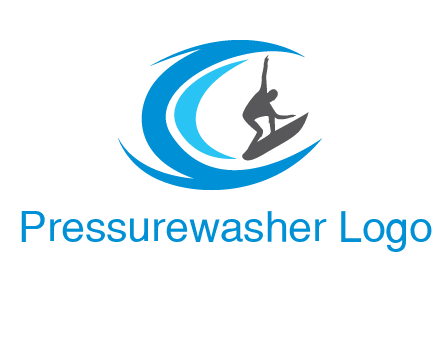 man surfing big waves logo