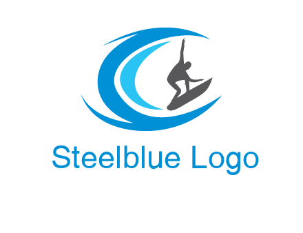 man surfing big waves logo