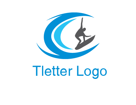man surfing big waves logo