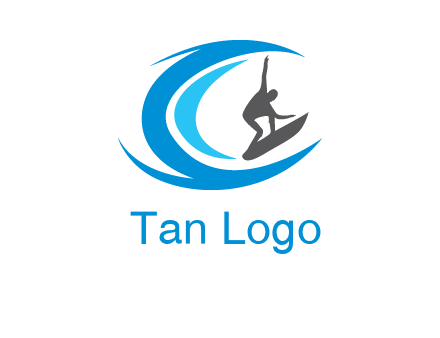 man surfing big waves logo