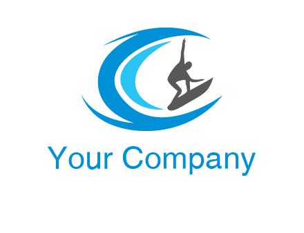 man surfing big waves logo
