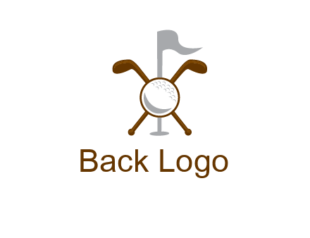 golf ball and clubs with flag logo