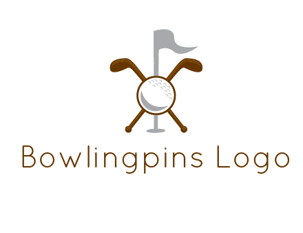 golf ball and clubs with flag logo