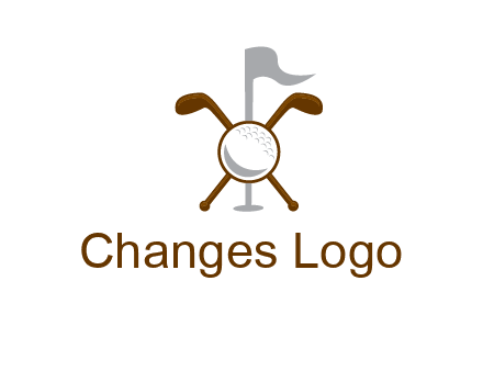 golf ball and clubs with flag logo