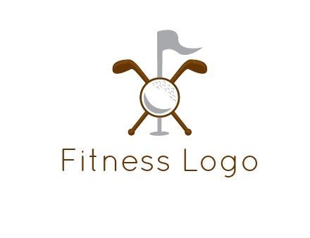 golf ball and clubs with flag logo