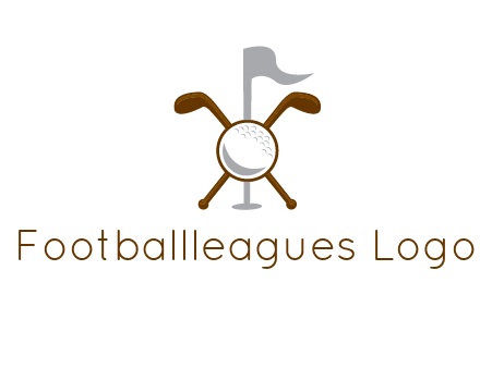 golf ball and clubs with flag logo